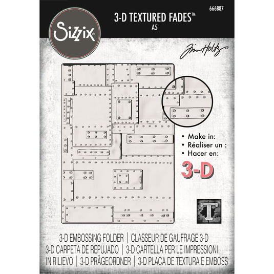 Sizzix • 3d texture fades embossing folder foundry large a5 by tim holtz