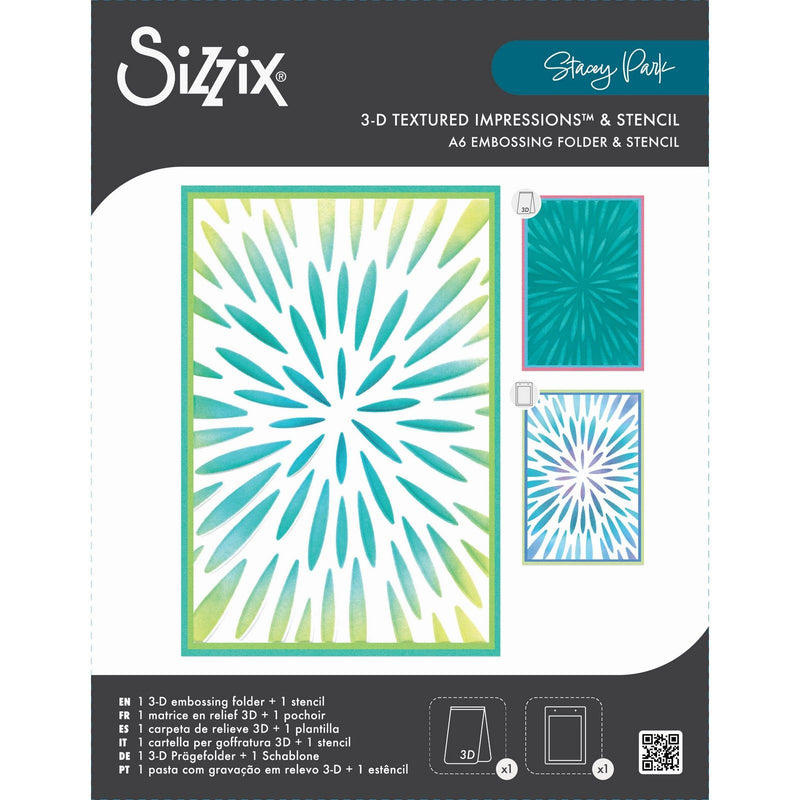 Afbeelding laden in galerijviewer, Sizzix • 3-d tief a6 stencil burst of bright by stacey park
