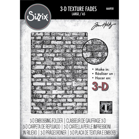 Sizzix • 3d texture fades embossing folder brickwork large a5 by tim holtz