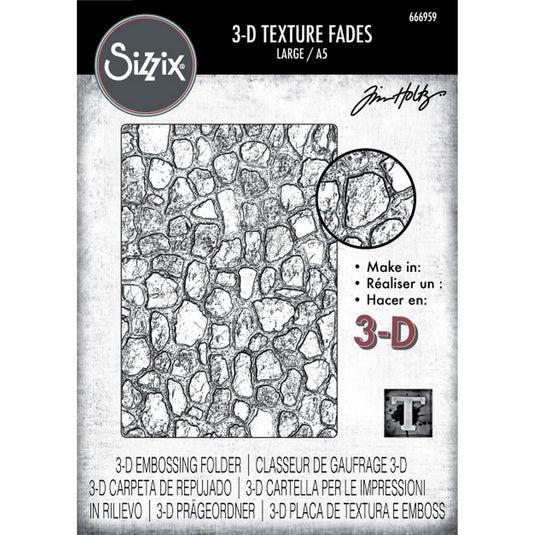 Sizzix • 3d texture fades embossing folder cobblestone large a5 by tim holtz