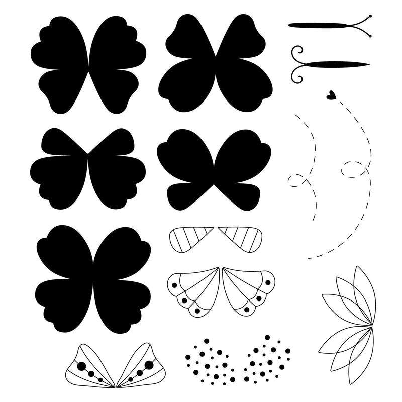 Afbeelding laden in galerijviewer, Sizzix • clear stamp set bright butterflies nr.1 by catherine pooler 14pcs
