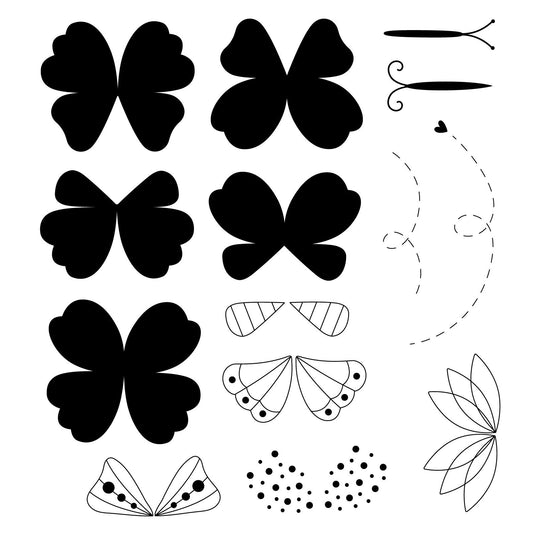 Sizzix • clear stamp set bright butterflies nr.1 by catherine pooler 14pcs