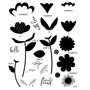 Sizzix • clear stamp set whimsy bloom nr.1 by catherine pooler 22pcs