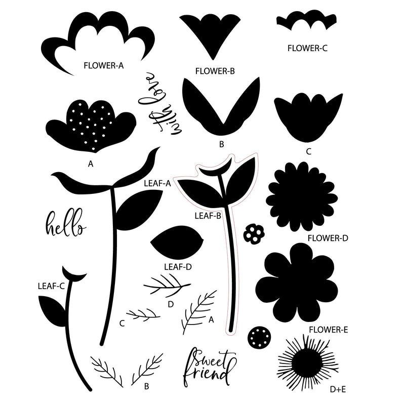 Afbeelding laden in galerijviewer, Sizzix • clear stamp set whimsy bloom nr.1 by catherine pooler 22pcs
