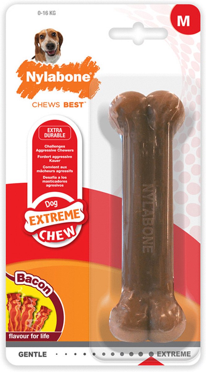 Afbeelding laden in galerijviewer, Nylabone dura chew voor harde bijters baconsmaak
