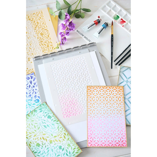 Sizzix • layered stencils 4pcs backgrounds by willow wolfe