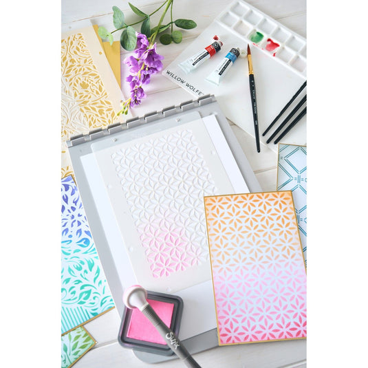 Sizzix • layered stencils 4pcs backgrounds by willow wolfe