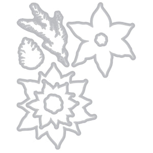 Sizzix • clear stamp set with framelits poinsettia trio by 49 and market 26pcs