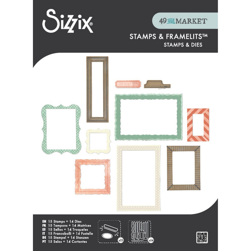 Afbeelding laden in galerijviewer, Sizzix • clear stamps set 15pcs 14pcs framelits build-a-frame by 49 market
