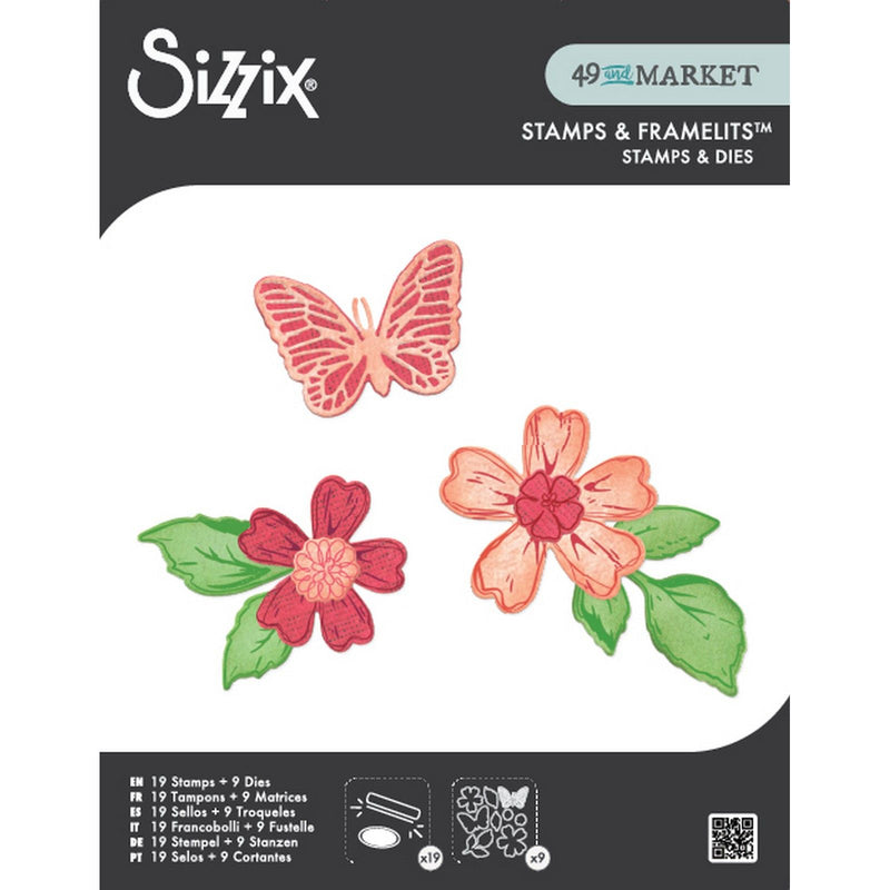 Afbeelding laden in galerijviewer, Sizzix • clear stamps set 19pcs 9pcs framelits sweet sprigs by 49 market
