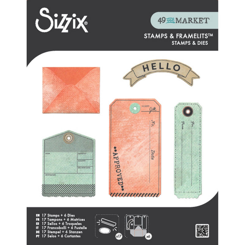 Afbeelding laden in galerijviewer, Sizzix • clear stamps set 6pcs 17pcs framelits tag it by 49 market

