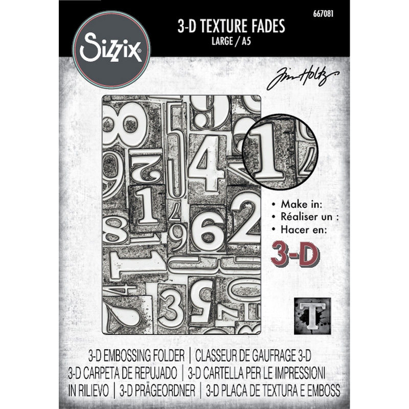 Afbeelding laden in galerijviewer, Sizzix • 3d texture fades embossing folder numbered large a5 by tim holtz
