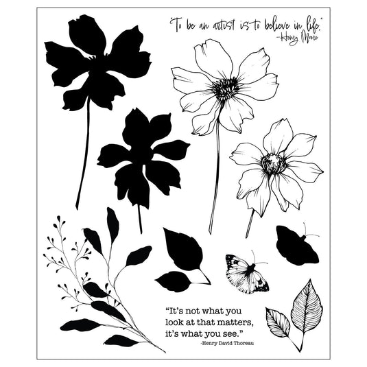 Sizzix • clear stamp set 11pcs wild blooms by willow wolfe