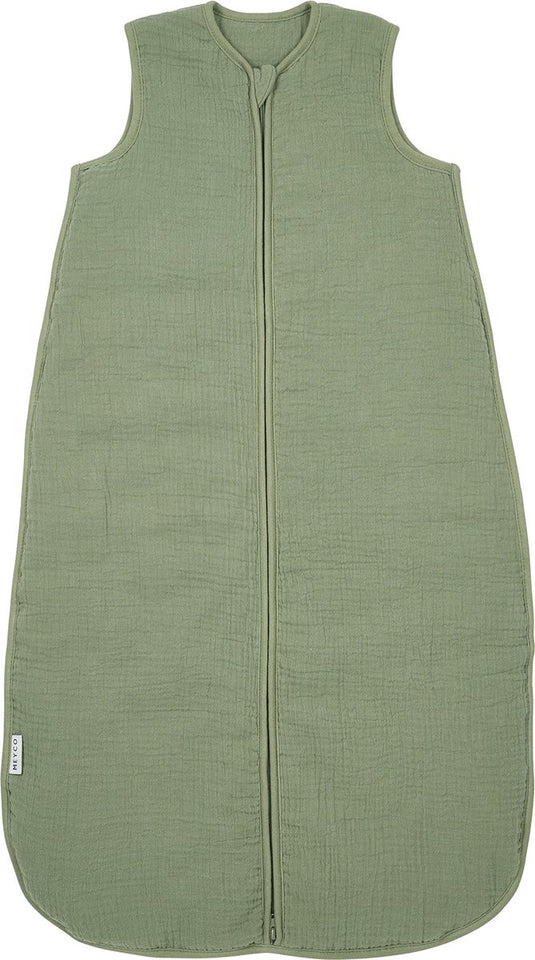 Meyco baby uni baby slaapzak gevoerd - pre-washed hydrofiel - olive green - 70cm - 2.0 tog