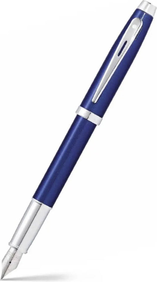 Sheaffer vulpen - 100 - glanzend blauw met chroom - penpunt m - inclusief convertor voor vulling