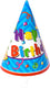 Non-branded party casa feesthoedjes 6 stuks - verjaardag hoedjes met happy birthday opdruk - party hoedjes met elastiek - feestmuts voor verjaardag - verjaardagshoedjes blauw
