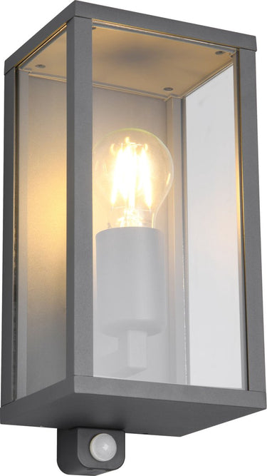 Trio garonne - wandlamp - antraciet - excl. 1x e27 7w - bewegingssensor - buitenverlichting - ip44
