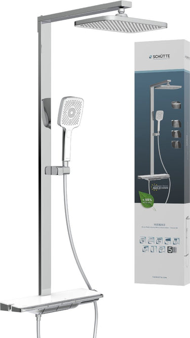 Schütte hawaii douchesysteem - regendouche - met thermostatische kraan - chroom wit