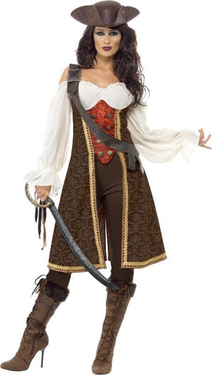 Vegaoo bruin pirate pak vor dames - verkleedkleding - small s