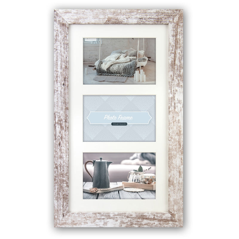 Afbeelding laden in galerijviewer, Zep fotolijst v23106 nelson 6 3q white wash voor 3 foto's
