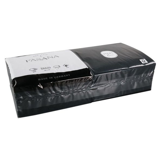 Servet zwart 2 laags 33 cm 1 4 vouw (50 stuks)