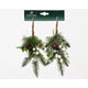 Decoris kersttakje groen met witte decoratie met glitter finish - op clip 2 stuks- h22cm b8cm