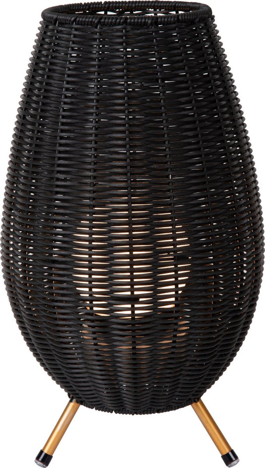 Lucide colin ip44 - oplaadbare tafellamp binnen buiten - accu batterij - led 3 stepdim - 1x3w 3000k - ip44 - zwart - japandi