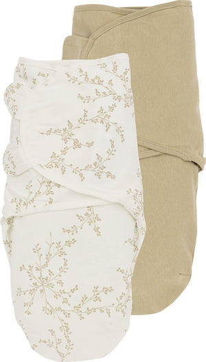 Meyco baby branches uni swaddle inbakerdoek - 2-pack - sand - 0-3 maanden - 1.0 tog