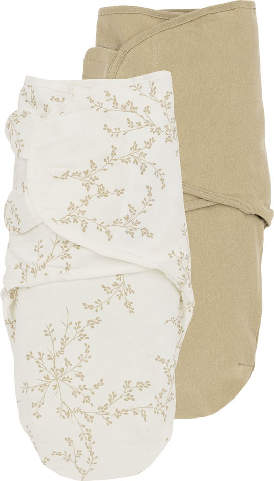 Meyco baby branches uni swaddle inbakerdoek - 2-pack - sand - 0-3 maanden - 1.0 tog