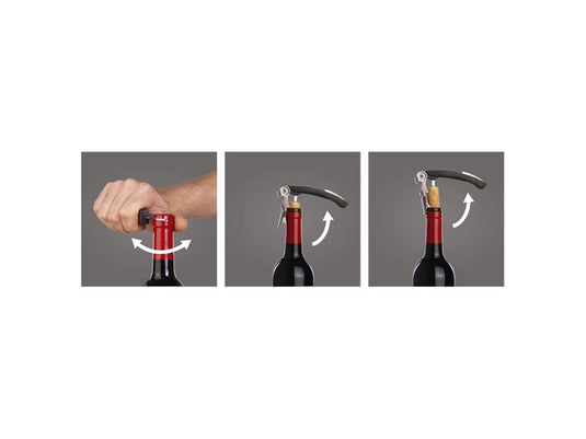 Vacu vin dubbel scharnierende kurkentrekker met foliemes en flesopener