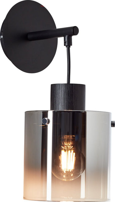 Brilliant simonis - wandlamp - e27 max 1x52w - zwart gerookt glas