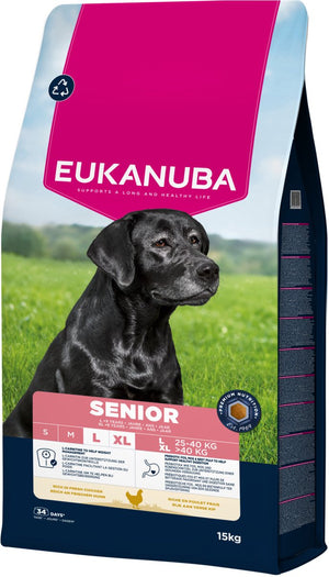 Eukanuba senior - honden droogvoer - kip - 15kg - grote rassen