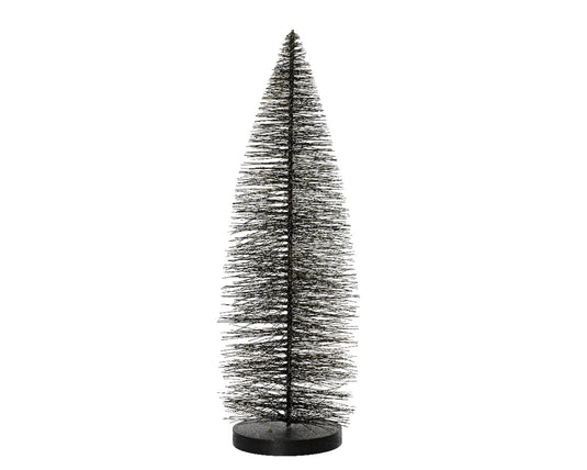 Decoris decoratief kerstboom borstel van kunststof zwart dia7x20cm