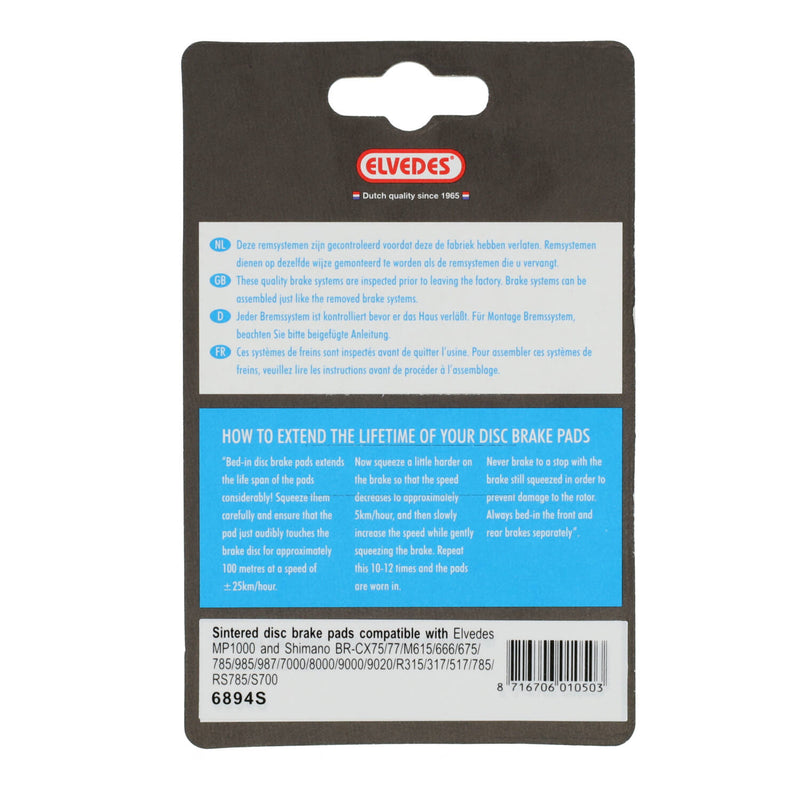 Afbeelding laden in galerijviewer, Schijfremblokset Elvedes Shimano BR-M666, M785, M985, M988, R785, RS785 - gesinterd (1 paar)
