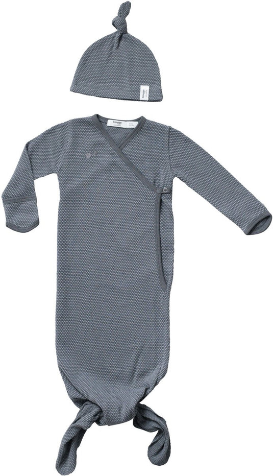Snoozebaby cocon baby slaapzak mutsje 0-3 mnd - knoopslaapzak + krabwantjes - geknoopte slaapzak 50 56 - storm grey - grijs -