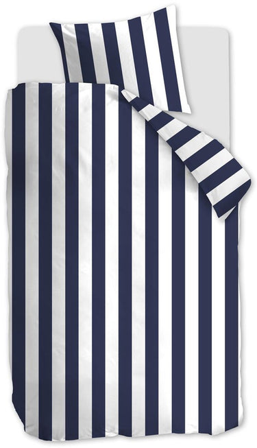 Vtwonen - vertical stripe dekbedovertrek - eenpersoons - 140x200 220cm - marineblauw