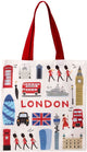 Merkloos sans marque tas shopper - london - skyline iconic sights - polykatoen herbruikbaar - 39.5x37.5cm
