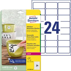 Avery zweckform weerbestendig etiket avery np 63 - 5x33 - 9mm 20 vel 24 etiketten per vel
