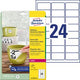 Avery zweckform weerbestendig etiket avery np 63 - 5x33 - 9mm 20 vel 24 etiketten per vel