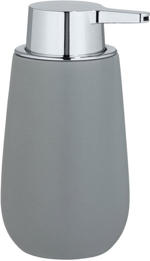 Wenko zeepdispenser badi grijs mat keramiek 320ml - zeeppompje vrijstaand en navulbaar - badkamer toilet keuken