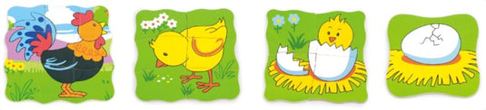 Groeipuzzel kip 4 lagen 18x18x1,3cm. 3+