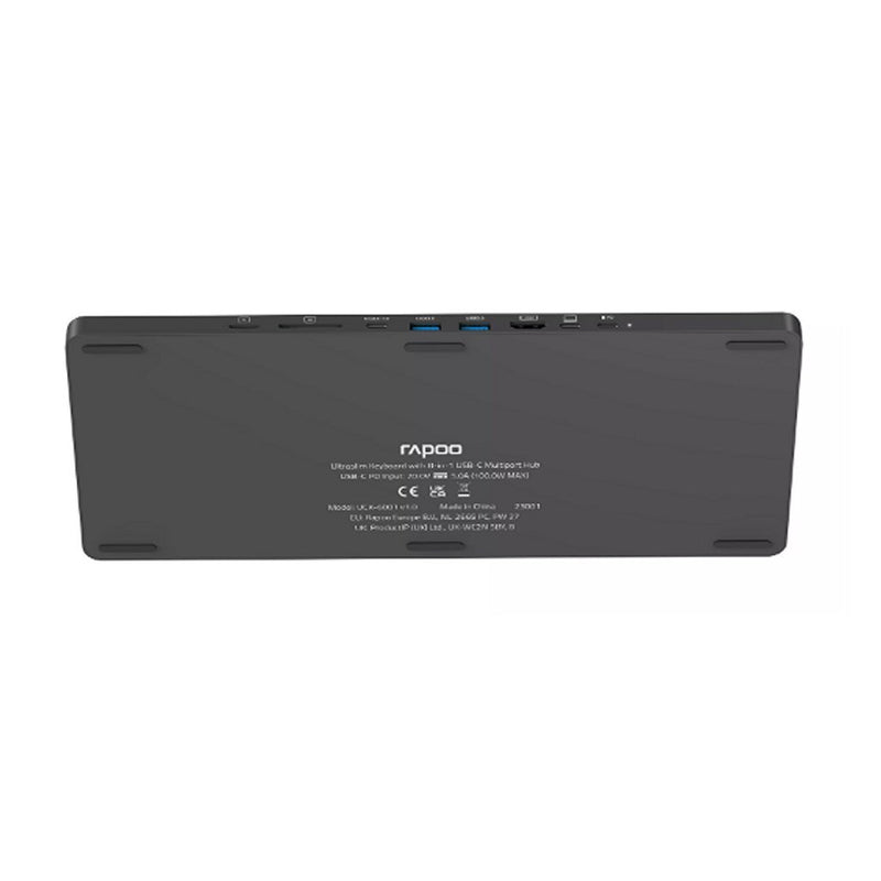 Afbeelding laden in galerijviewer, Rapoo uck-6001 ultraslim keyboard 8in1 usb-c multiport hub zwart
