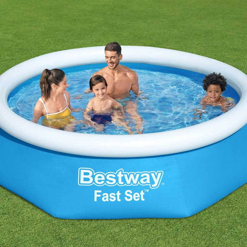 Afbeelding laden in galerijviewer, Bestway zwembad fast set opblaasbaar rond 244x61 cm 57265
