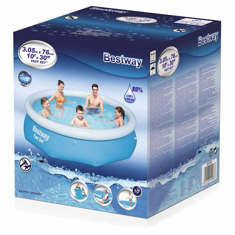 Afbeelding laden in galerijviewer, Bestway zwembad fast set opblaasbaar rond 305x76 cm 57266
