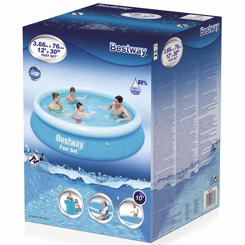 Afbeelding laden in galerijviewer, Bestway zwembad fast set opblaasbaar rond 366x76 cm 57273
