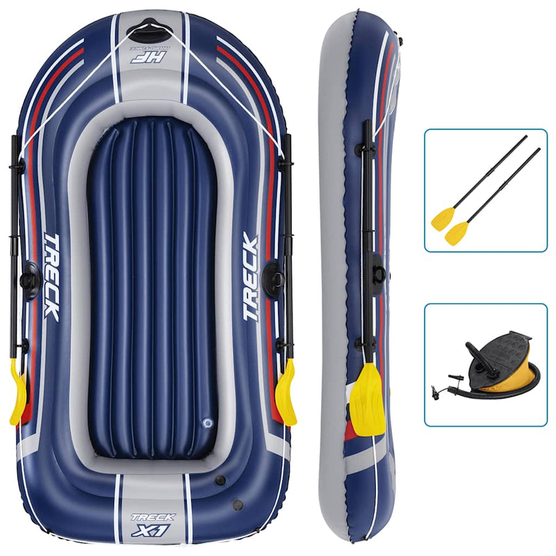 Afbeelding laden in galerijviewer, Bestway hydro-force opblaasboot met pomp en roeispanen blauw
