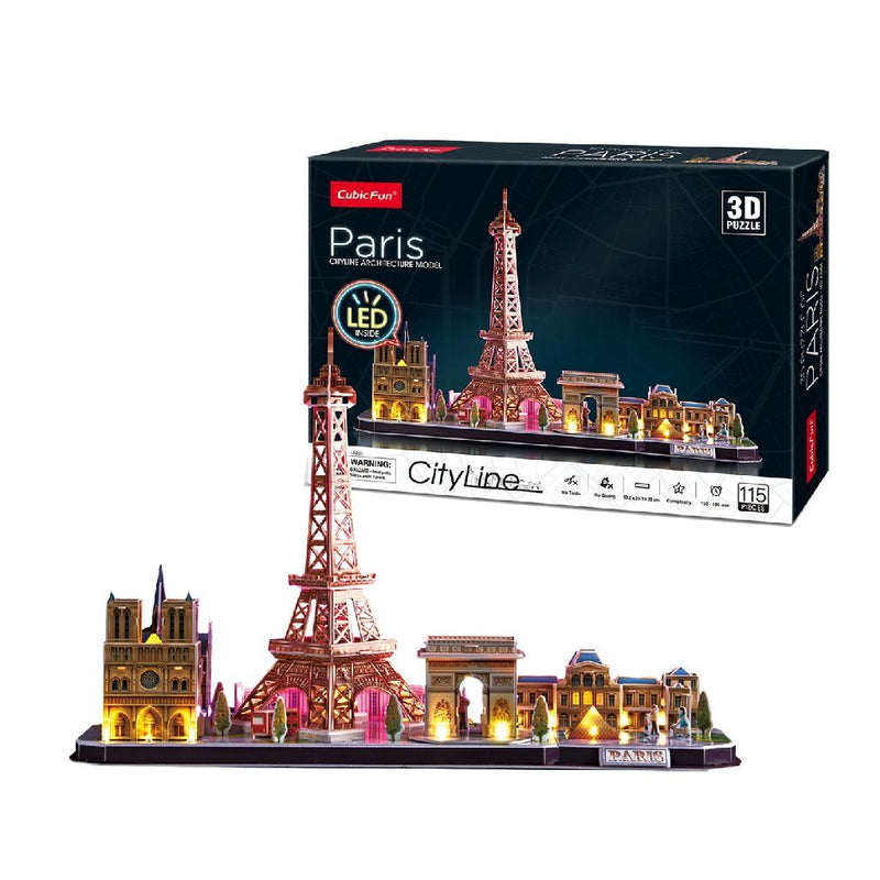 Afbeelding laden in galerijviewer, Cubic fun 3d puzzel city line paris met led verlichting, 115dlg.
