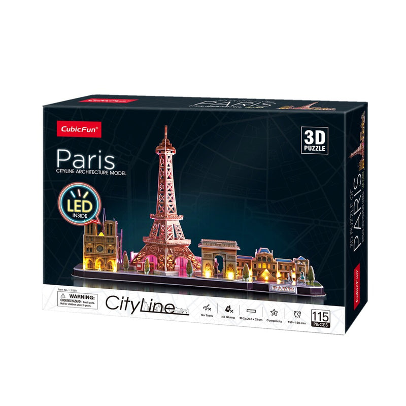 Afbeelding laden in galerijviewer, Cubic fun 3d puzzel city line paris met led verlichting, 115dlg.

