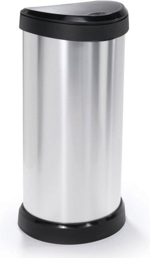 Curver decobin touch bin 40 liter zilver zwart 28x35xh68cm