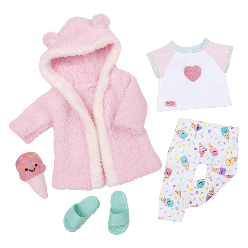 Afbeelding laden in galerijviewer, Puch deluxe outfit pyjama en kamerjas voor poppen

